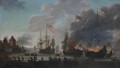 die niederländischen brennen englischen Schiffe während der Expedition nach Chatham Raid auf Medway 1667 Jan van Leyden 1669 Seeschlacht